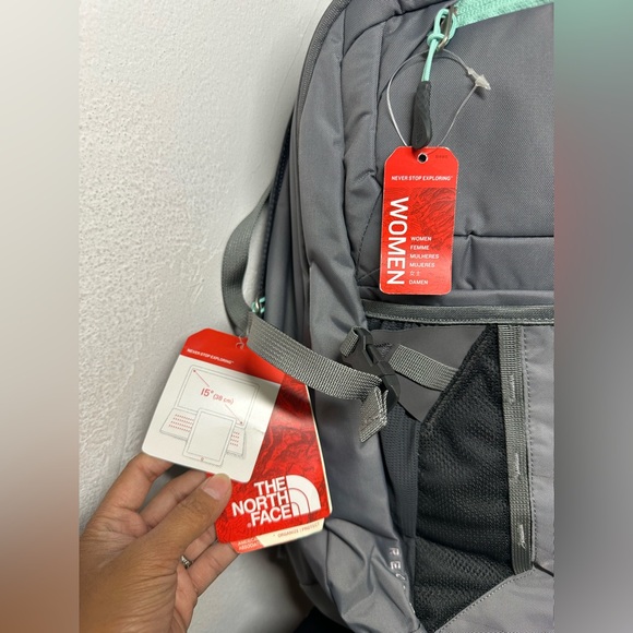 NWT The North Face Women\'s Recon Gray Backpack with Mint Green Accents main image 4